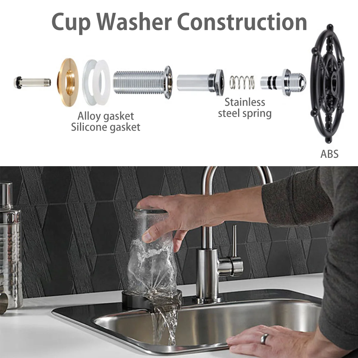 High Pressure Faucet Glass Rinser For Kitchen Sink Automatic Glass Cup Washer Beer Coffee Milk