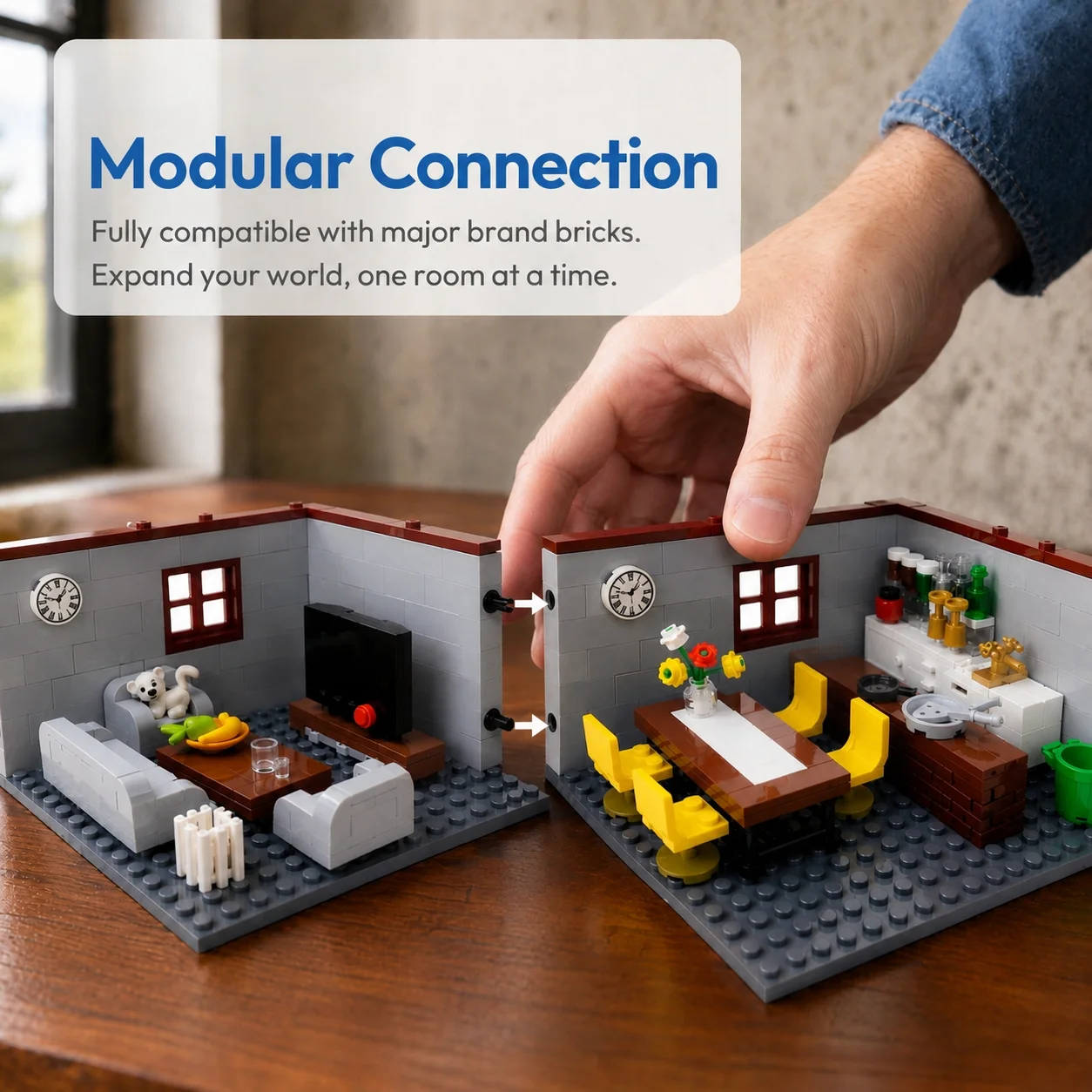 MOC City House Building Blocks Toys for Boys Girls DIY Blocks Living Kitchen Room Furniture Model Juguetes Bloques Kids Toys - 5
