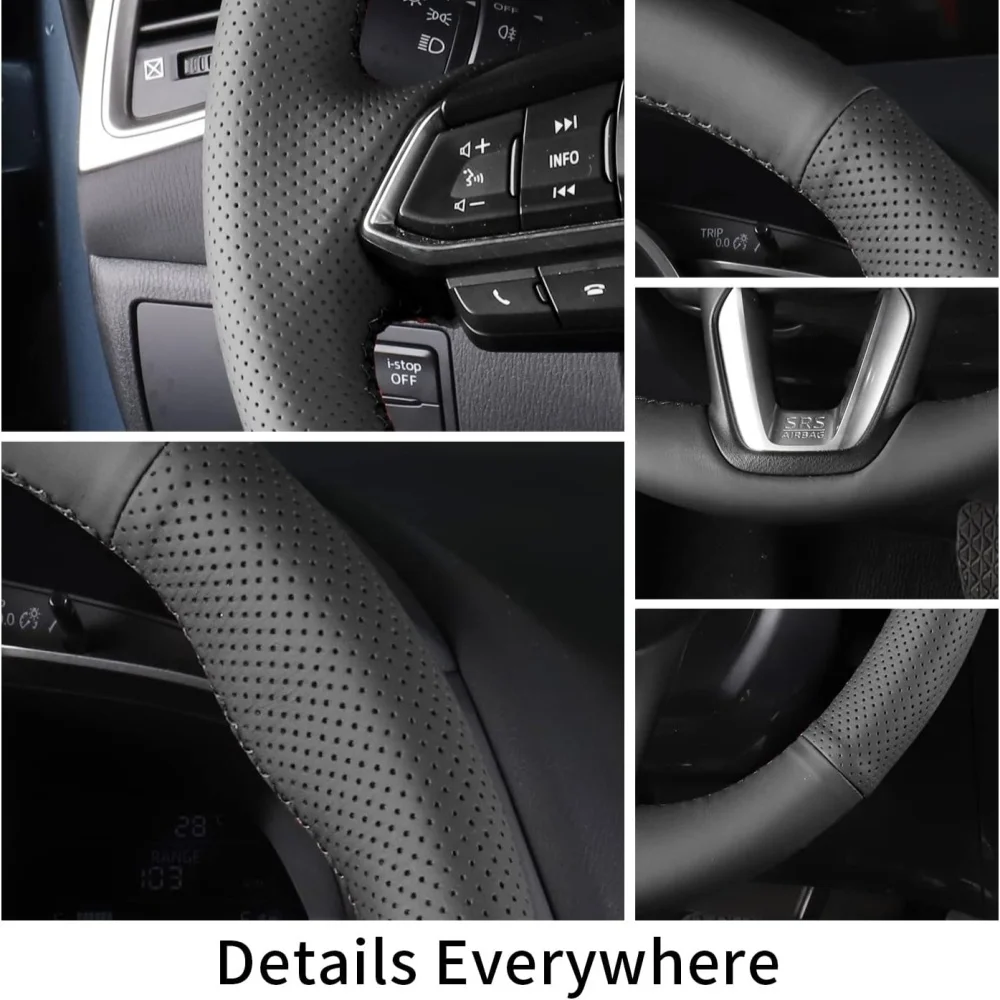Maßgeschneiderte Auto-Lenkradabdeckung für Mazda MX-5 MX5 Miata NB 1998–2005 RX-7 1999–2002, Autozubehör, handgenähte Lenkfolie – Detail 1