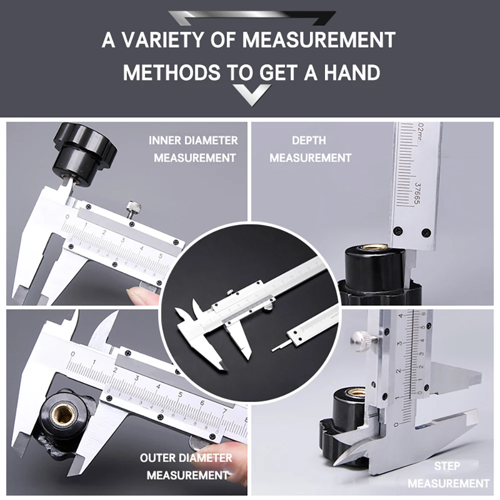 버니어 켈리퍼 스테인레스 스틸 마이크로미터 게이지 측정 도구, 0-150mm, 0.02mm