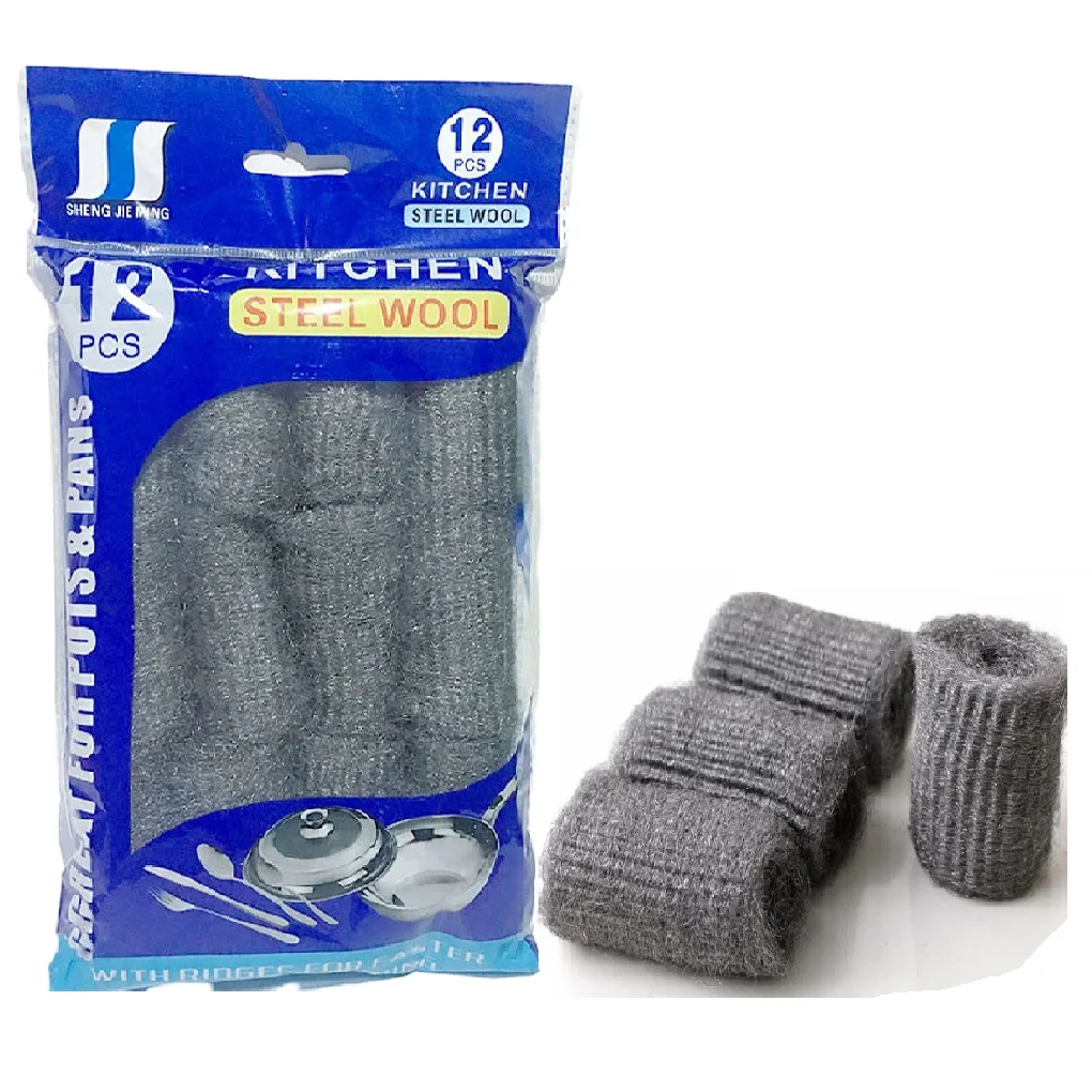 12pcs fine steel wool steel wool polishing cotton kitchen oil stain removal rust cleaning dishwashing cotton