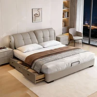 Lit de massage moderne et simple, design de lit double en bois pour filles, lit plateforme Queen de luxe pour chambre à coucher, meubles de salon 3