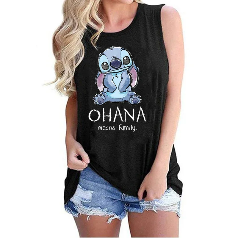 Cartoon Kawaii Disney Lilo Stitch Tank Top Funny T Shirt Women Vest Stitch T-shirt Graphic Tshirt Tee Female 3