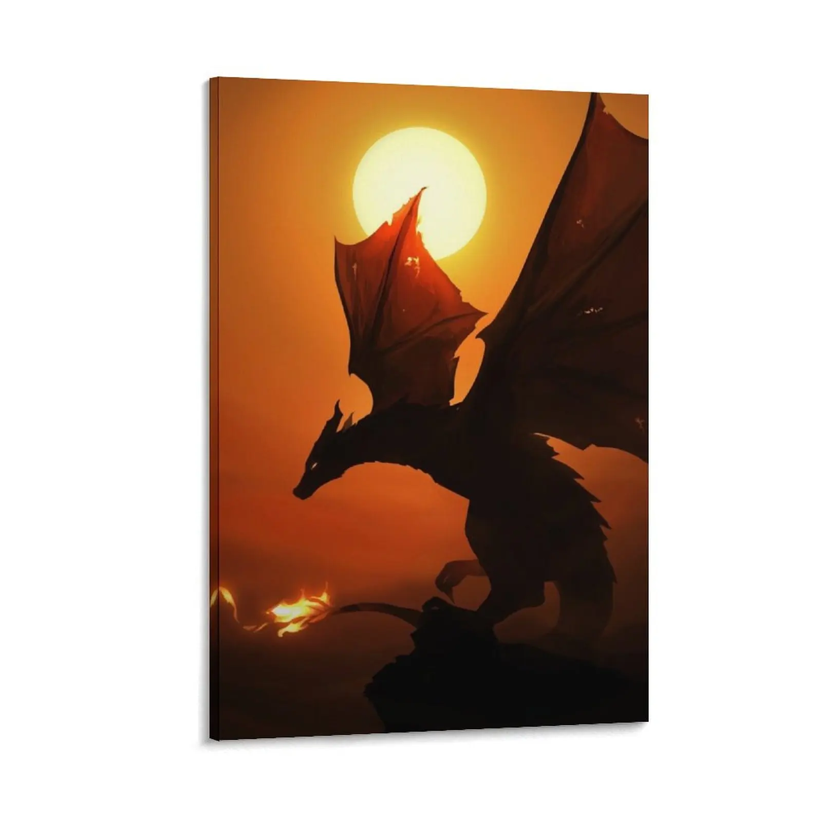 

Fire Dragon, golden sunset Canvas Painting anime Paintings on canvas for living room japanese room decor