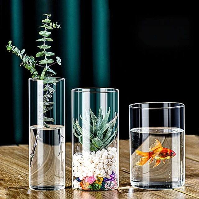Modern Clear Glass Flower Vase Glass Cylinders Vase Florals Container Flower Vase Elegant Table Centerpieces Decorations