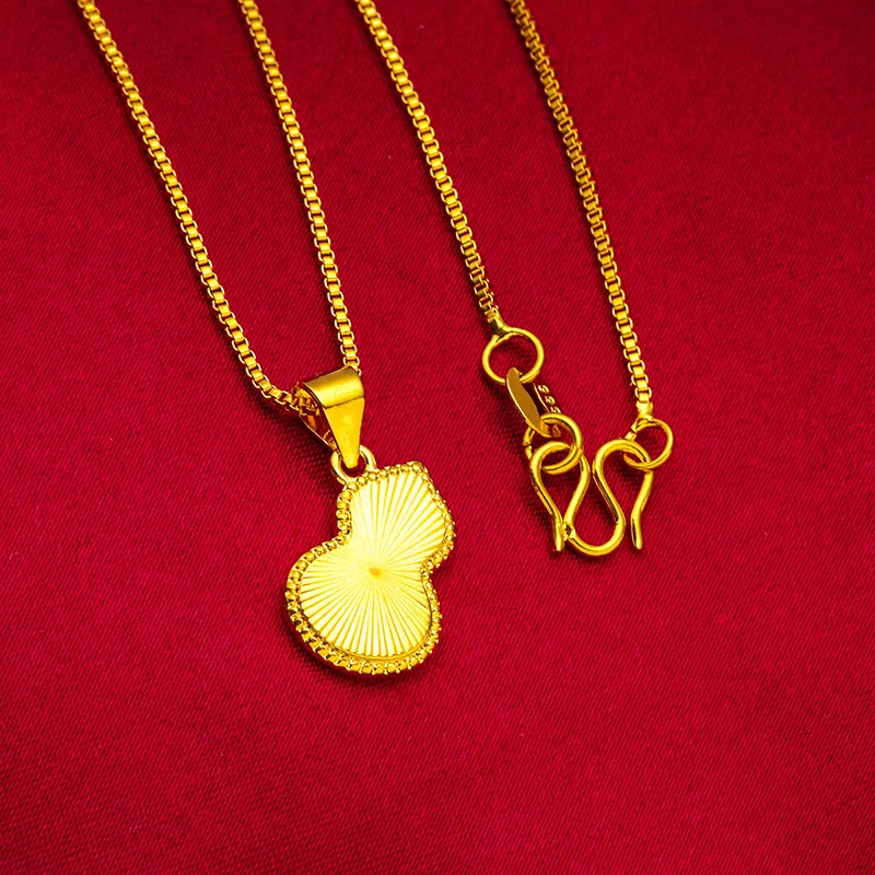 

Copy Real Gold 18K Color Women'S Fine Necklace Girls Gourd Chain Wholesale Alluvial Gold Jewelry Gourd Necklace For Women