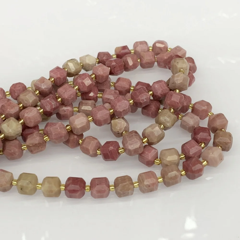 Natürliche quadratische Rhodochrosit 6 mm 8 mm Citrin-Würfel-Abstandsperlen für lose Perlen, DIY-Ohrringe, Halskette, Armband, Schmuckherstellung