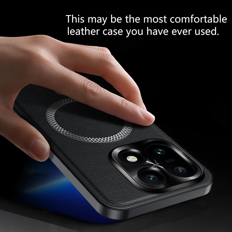 Magnetic Leather Soft Shockproof Phone Case with Mag-Safe and Full Metal Camera Protector