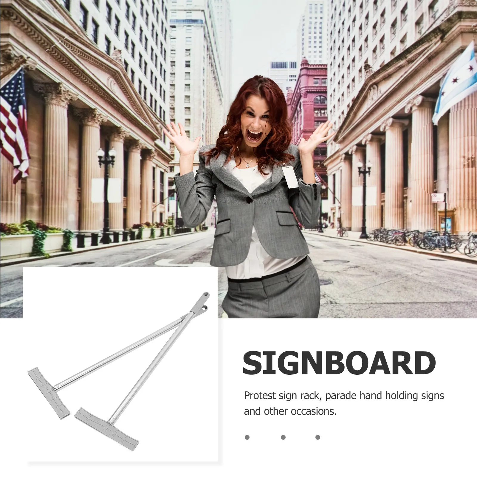 2Pcs 사인 막대 스테인레스 스틸 다기능 간판 홀더 휴대용 환영 디스플레이 막대 야외 퍼레이드 사인 스틱 교체