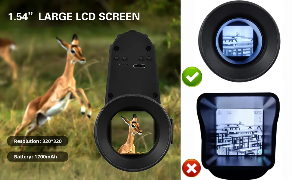 E+ Cross Cursor Monocular 7X Digital Night Vision 1.5'' HD Screen Head-Mounted G