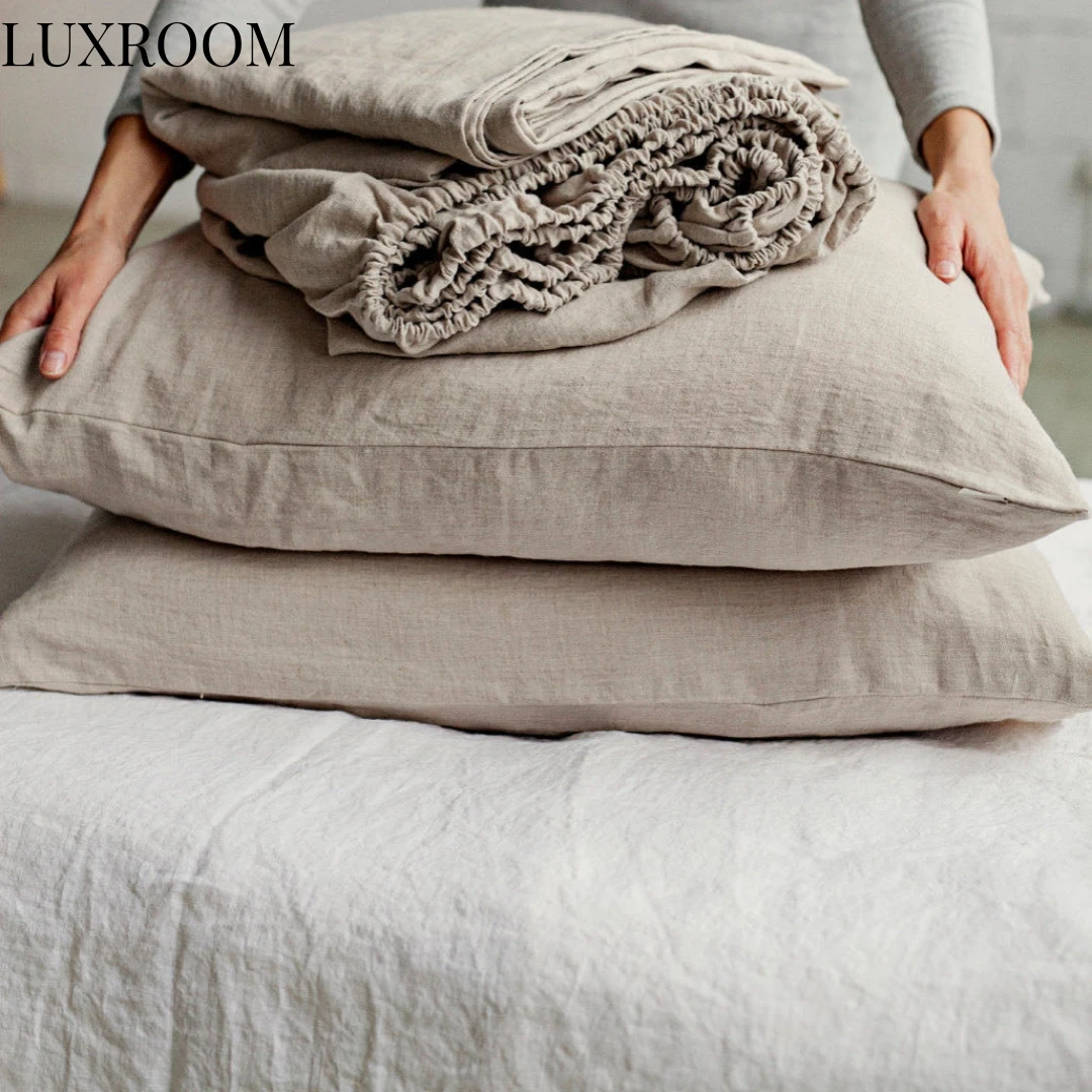 

Pure linen bed hat anti-bacterial absorbent mattress cover solid color