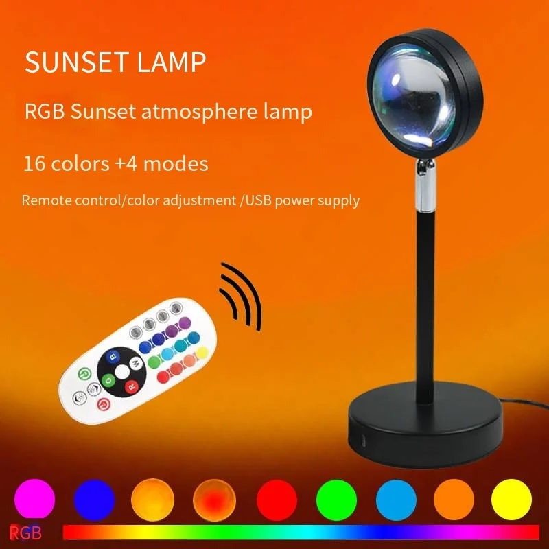 LED Sunset Lamp Projector, 16 Cores, Bluetooth, RGB, USB, Luz Noturna, Tuya APP Inteligente, Controle Remoto, Decoração do Quarto, Fotografia