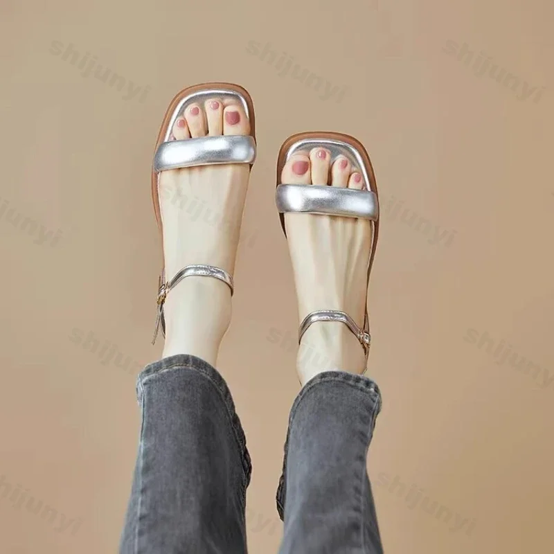 Sandals Women New Brand Gold Color Flats Sole Summer Shoes