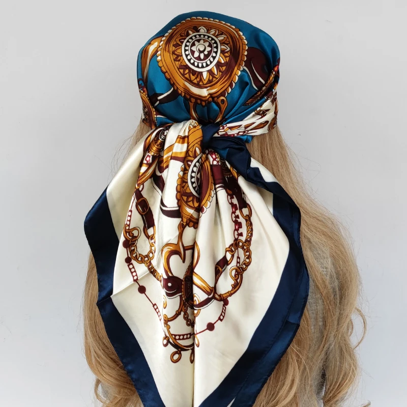 Silk Square Scarf for Women Small Neck Scarfs Fashion Print Foulard Hairband Satin Head Kerchief