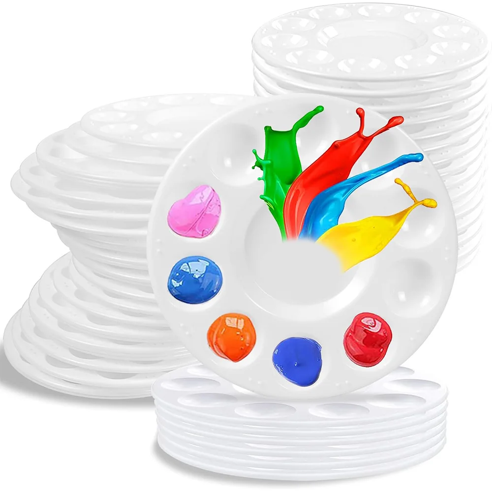 2/4/8/15/50 Pcs Paint Tray Palettes Plastic Paint Pallets for Students School Project or Art Class