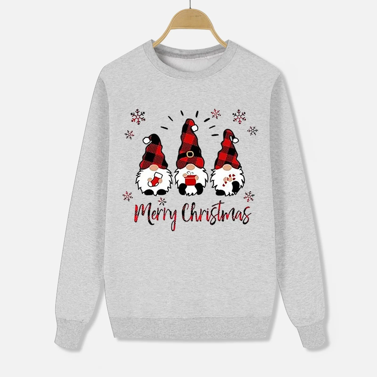 thumbnail image 5 of Sudadera con capucha de manga larga y cuello redondo con estampado de gnomos de dibujos animados en 3D de Navidad sencilla para lucir en familia, atuendos a juego para Navidad, 5 of 5