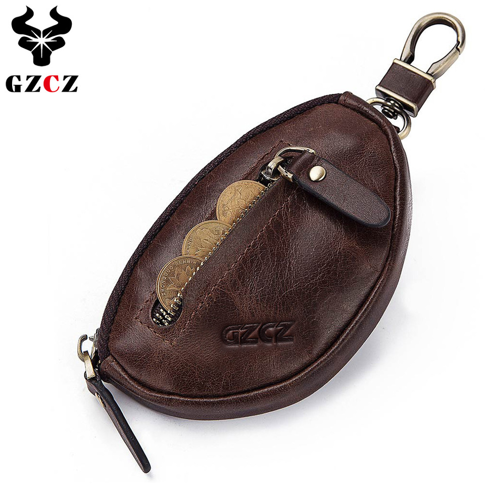 GZCZ Durable Genuine Leather Men ï»¿Casual Short Zipper Soft Purses Housekeeper Keys Organizer With Durable Quality Coin Purse