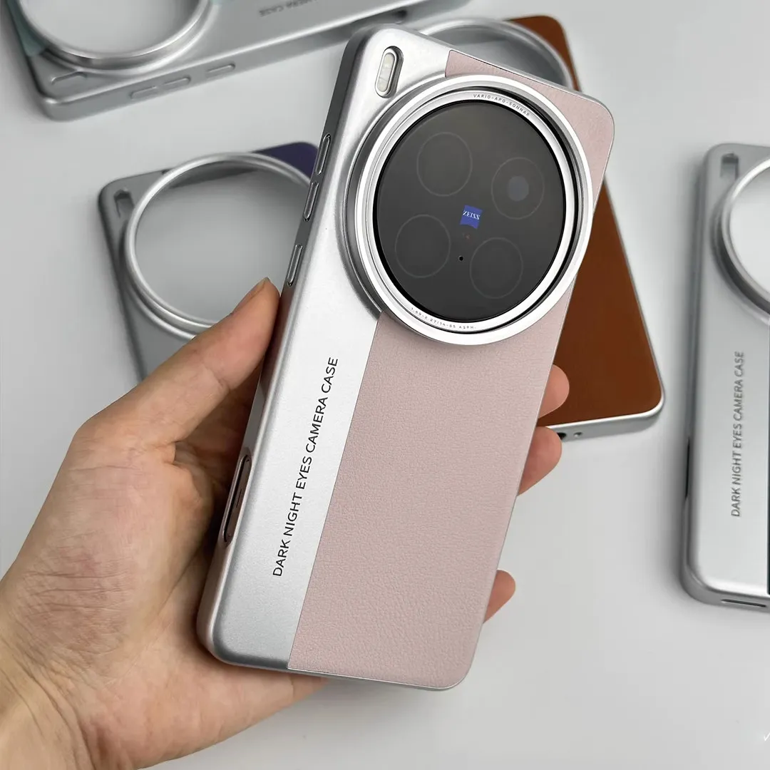 Luxury Leather Shockproof Protective Cover - Hard Business Style Case with Metal Lens Protection