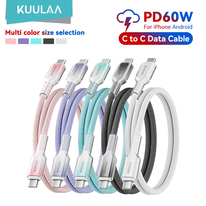 สายชาร์จ USB-C 60W สำหรับ iPhone, Samsung, MacBook, iPad, Xiaomi