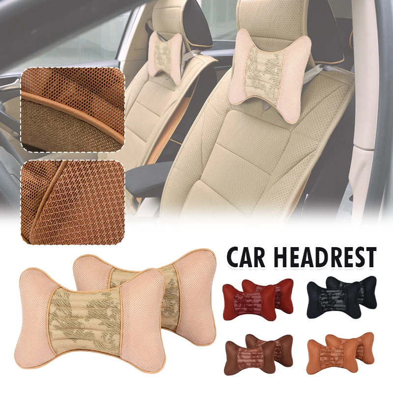 

2Pcs Car Headrest Neck Pillows Rest Cushion Breathable Support Seat Accessories Auto Safety Pillow Four Seasons Universal Decor