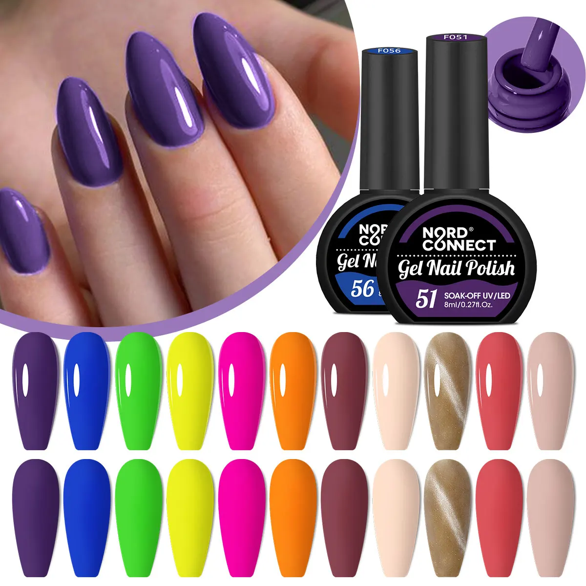 6-Piece Hypoallergenic Gel Nail Polish Set - Professional Nail Care