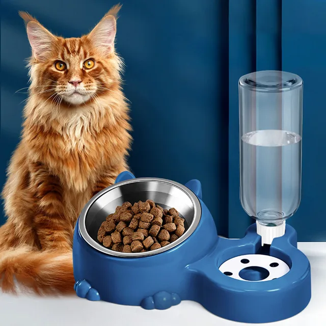 2-in-1 Stainless Steel Pet Bowl - Food & Water Bowl for Kittens, Puppies & Cats, Anti-Spill Feeding Bowl,