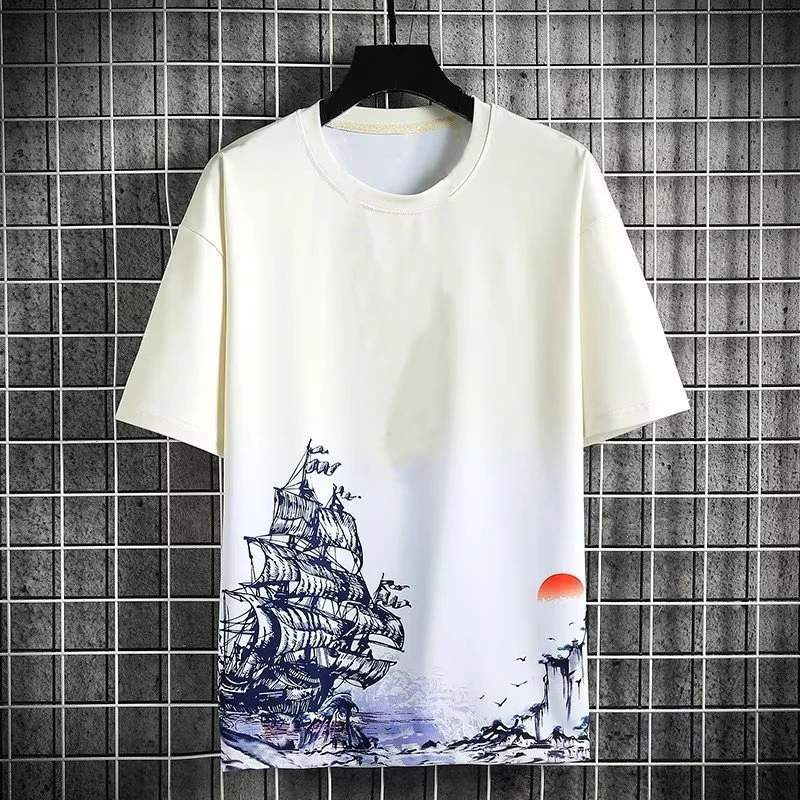 Mens Summer Short Sleeve Chinese Style T Shirt