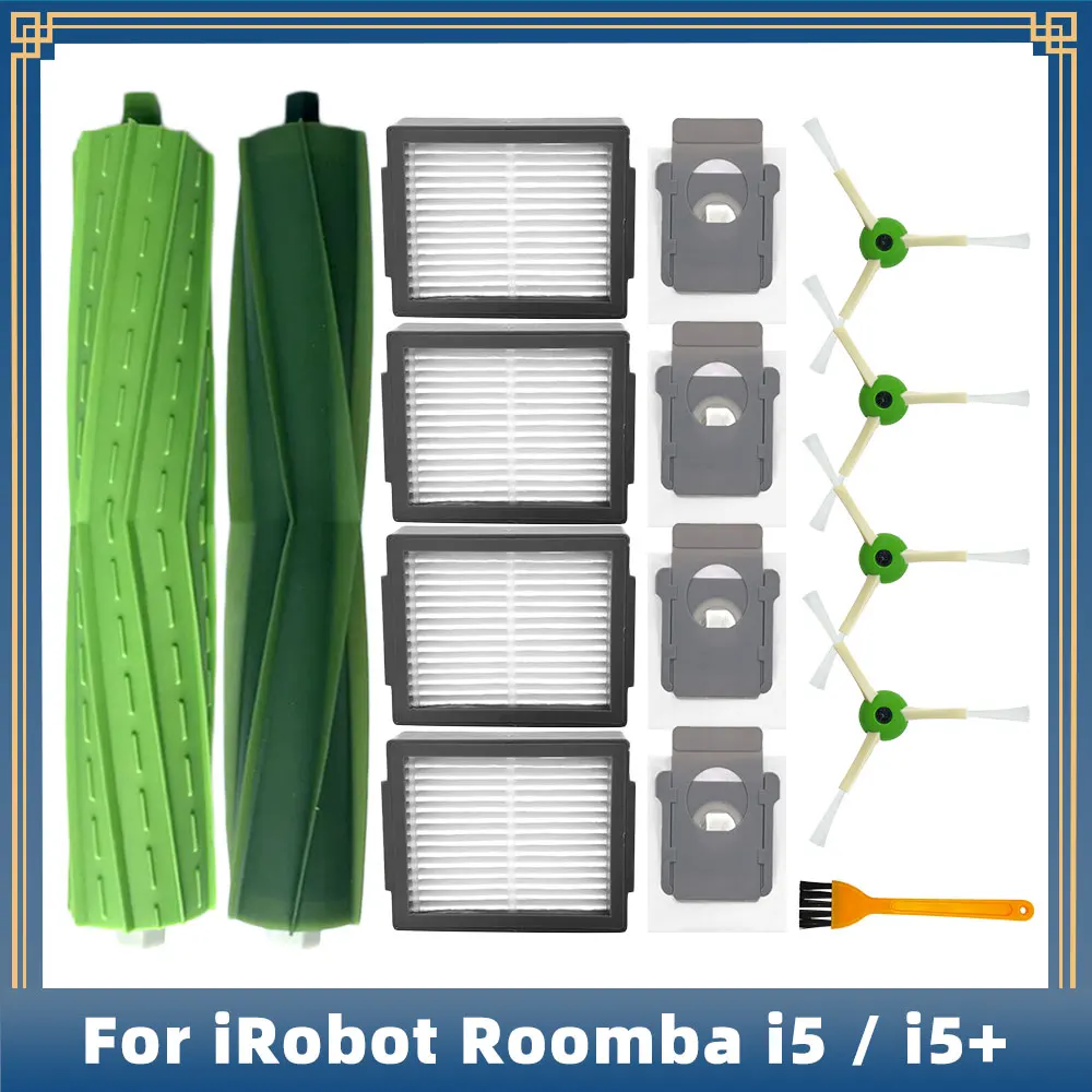 Compatible For iRobot Roomba i5 / i5+ Plus / i5152 Robot Vacuum Spare Parts Accessories Main Side Brush Hepa Filter Dust Bag