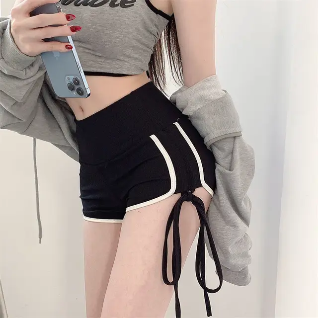 Woman Sexy Open Crotch Shorts Sport Elastic Crotchless Hot Pants Booty  Skinny Zipper Outdoor Sex Porn Club Contrast Leggings - Shorts - AliExpress