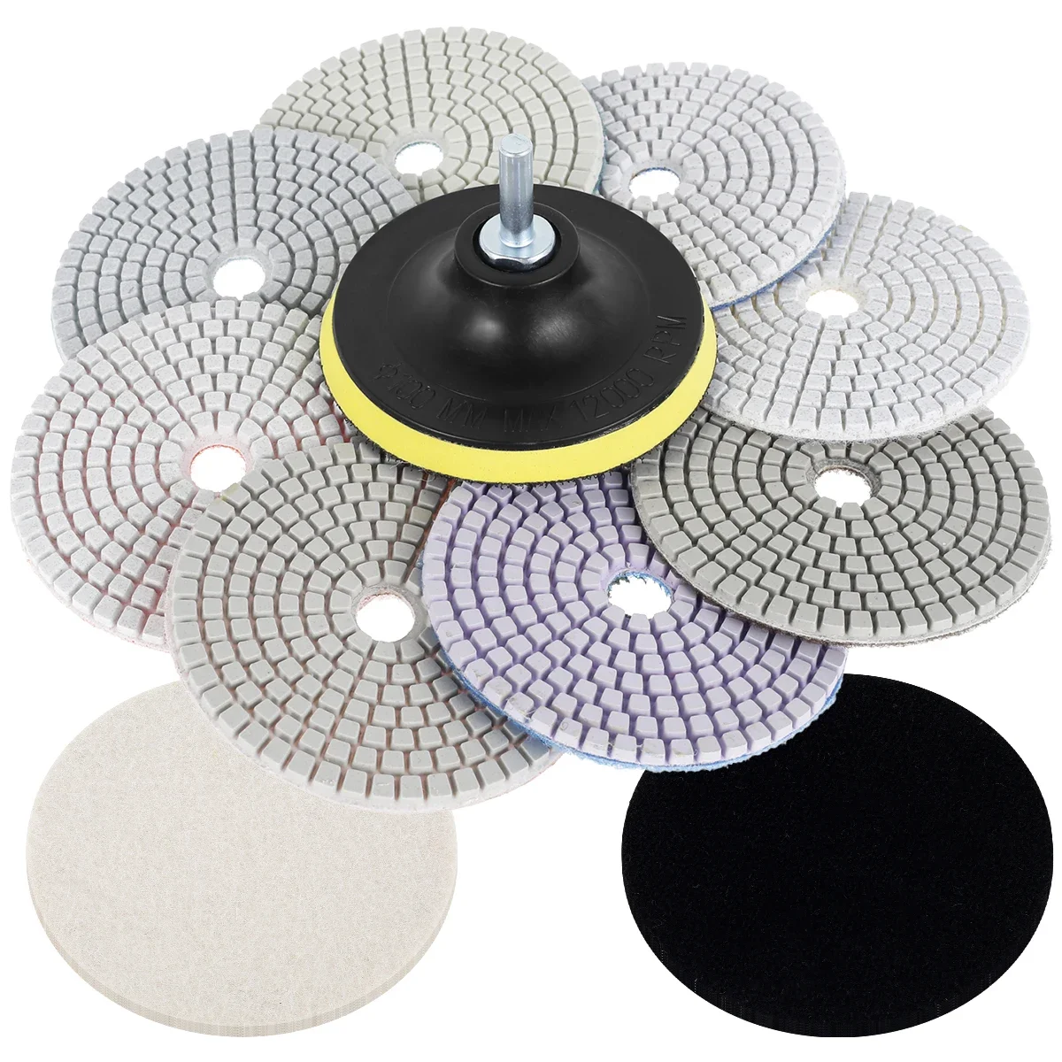 12PcsDiamondPolishingPads4inGranitePolishingKitw506000Grit