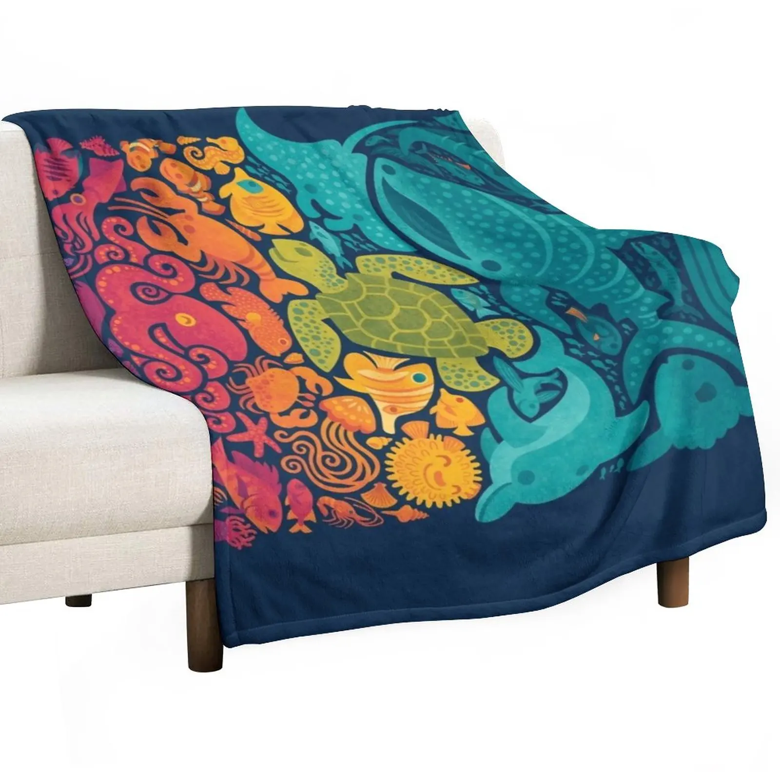 

Aquatic Spectrum Throw Blanket Bed covers Fluffy Soft Blankets Soft Plaid