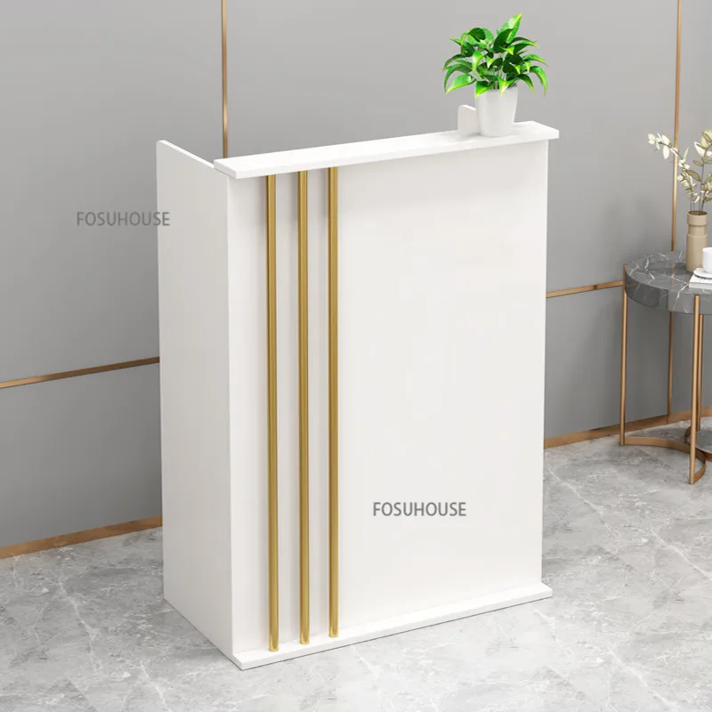 Nordic Reception Desk For Office Furniture Wood-based Panel Desks Creative Designer Clothing Store Checkout Counter Desk Table