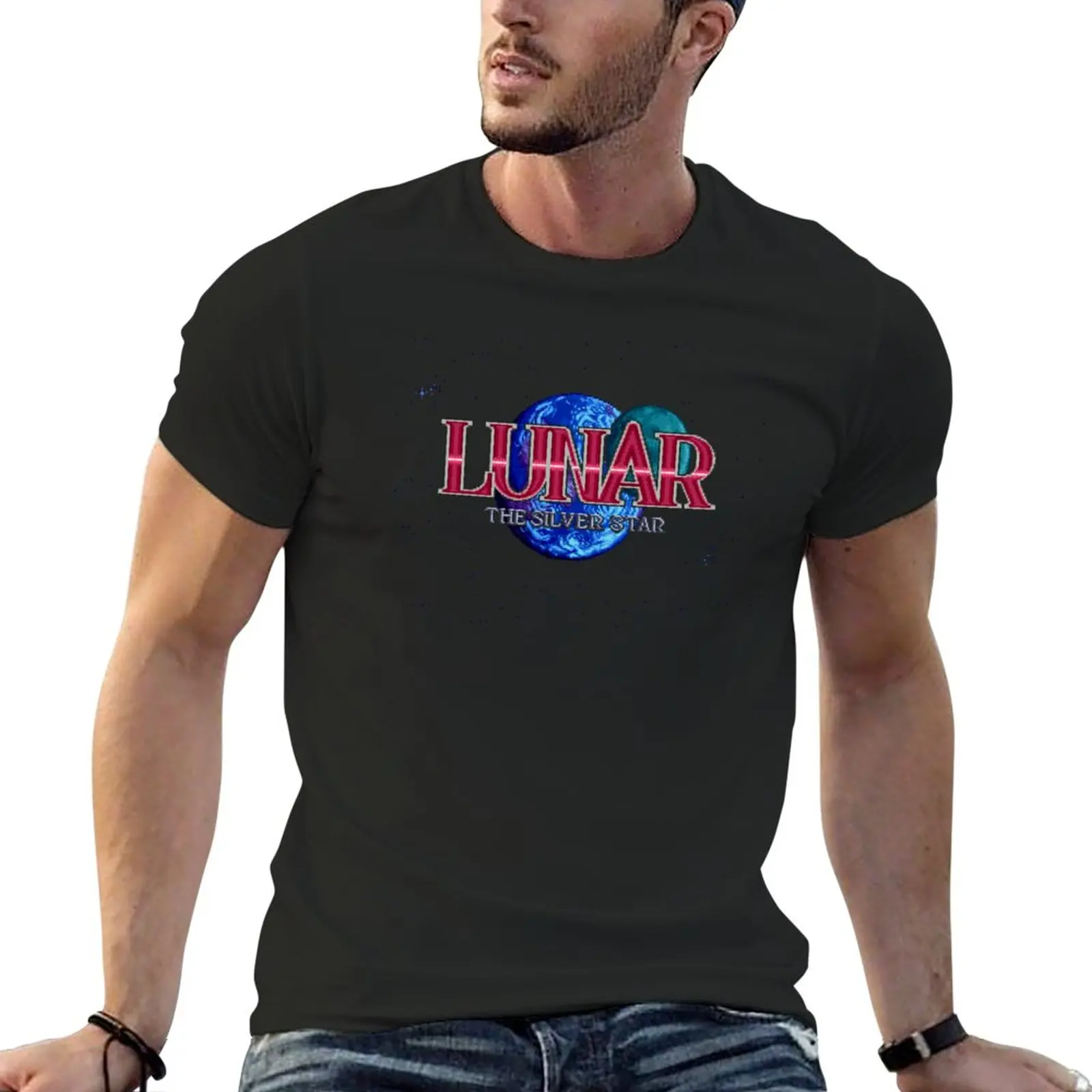 Lunar The Silver Star (Sega Cd) Maglietta Con Schermo Del Titolo T-Shirt Con Ventaglio Sportivo Maglietta Personalizzata Maglietta Estiva Maglietta Da
