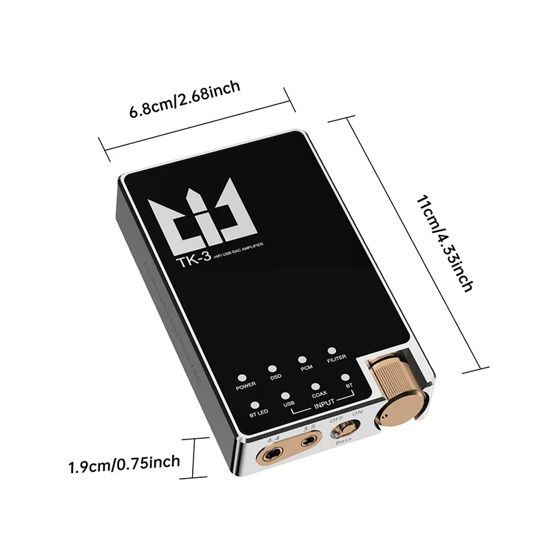 KBEAR TRI TK3 완전 밸런스드 DAC & 헤드폰 앰프 듀얼 ES9039Q2M QCC 칩 5000mAh 장시간 배터리 수명