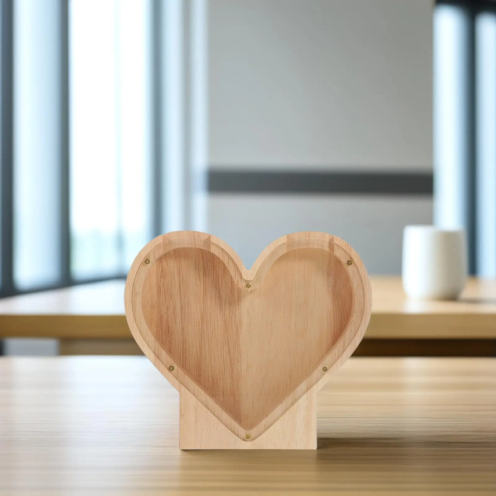 Love Piggy Bank Kids Beautiful Banks Coin Jar for Adults Letter Heart Change Wood Saver Luxury Wooden Room Decor 3