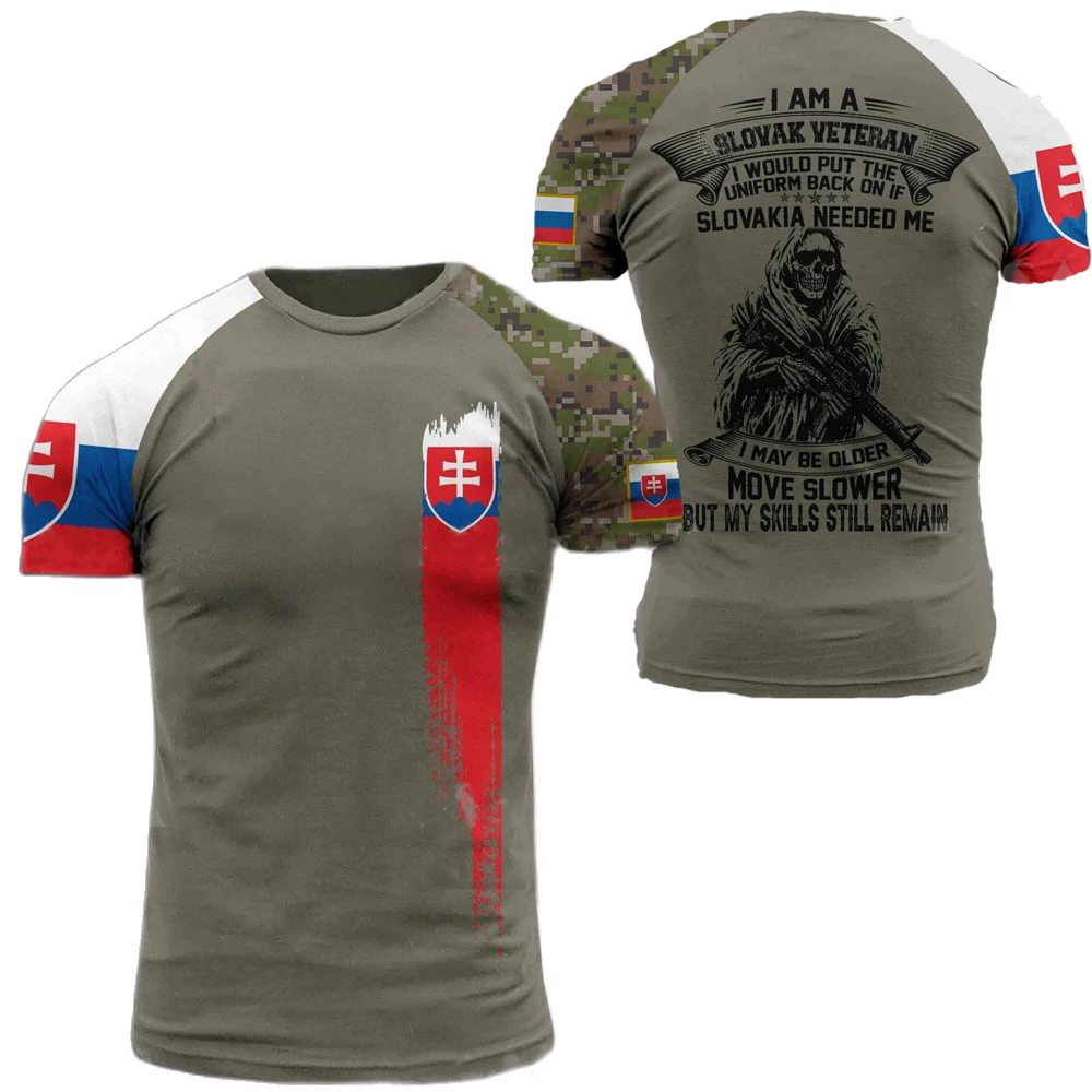 Veterans Men's T-Shirt Slovak Army Soldier Flag Print Tops Tees Oversized  Men's Clothing Pullover O-Neck T-Shirt For Men Camisa - AliExpress