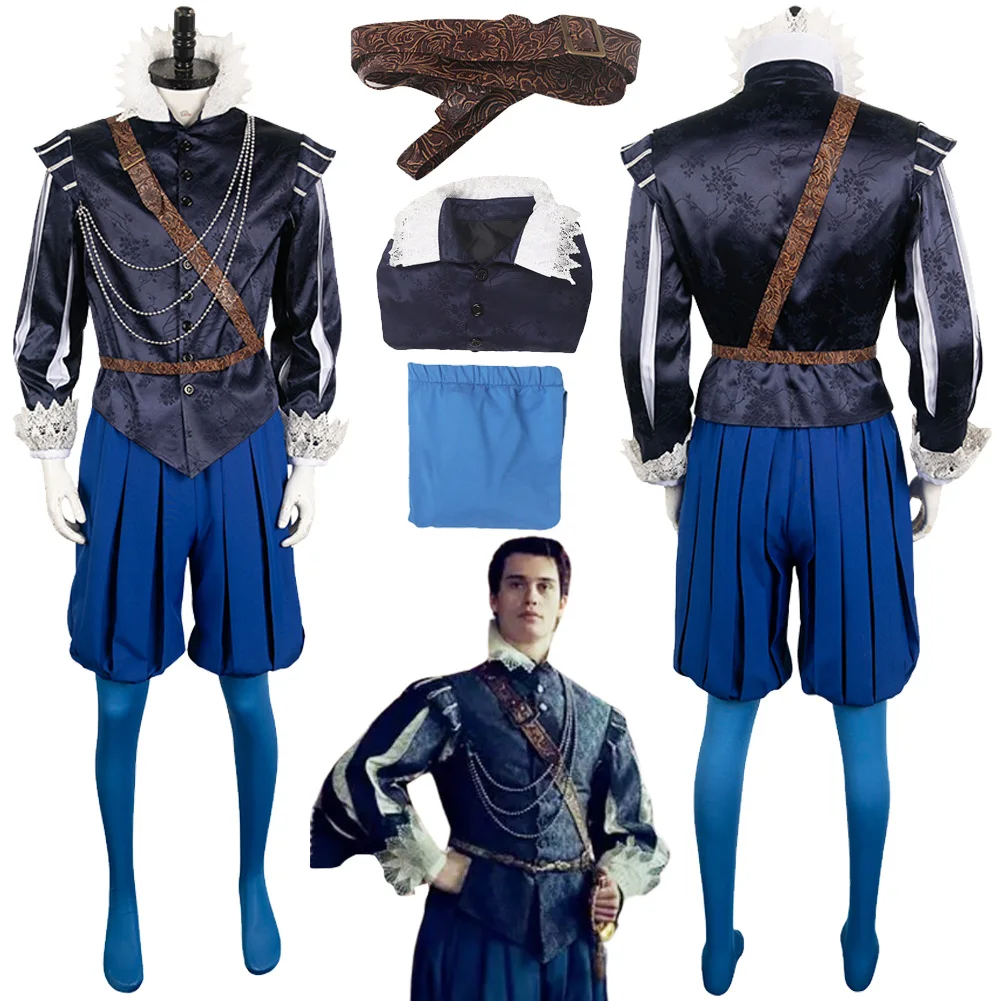 

George Male Cosplay Fantasy Costume TV Mary And George Roleplay Men Outfits Strap Socking Clothing Boys Halloween Party Suits