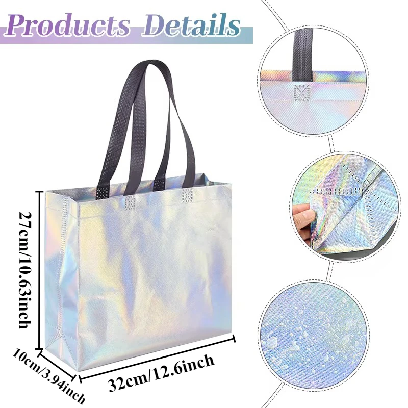 10/30PCS Laser Non-woven Gift Bags Reusable Shopping Bags Storage Suitable for Gift Parties shopping Birthdays gift bags