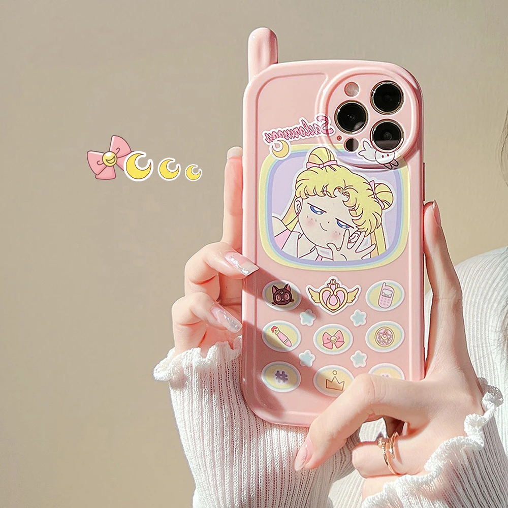 

Sailor Moon Phone Case Kawaii Creative Modeling All-Inclusive Fall Proof Flap Mirror for Iphone 14 15 Promax Soft Silicone Shell