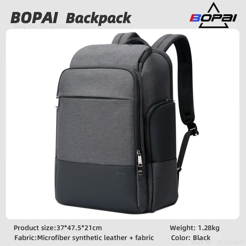 BOPAI Large Capacity 17 inch Laptop Computer Travel Backpack USB Charging Business Shoulder Bag Waterproof anti Theft Backpack