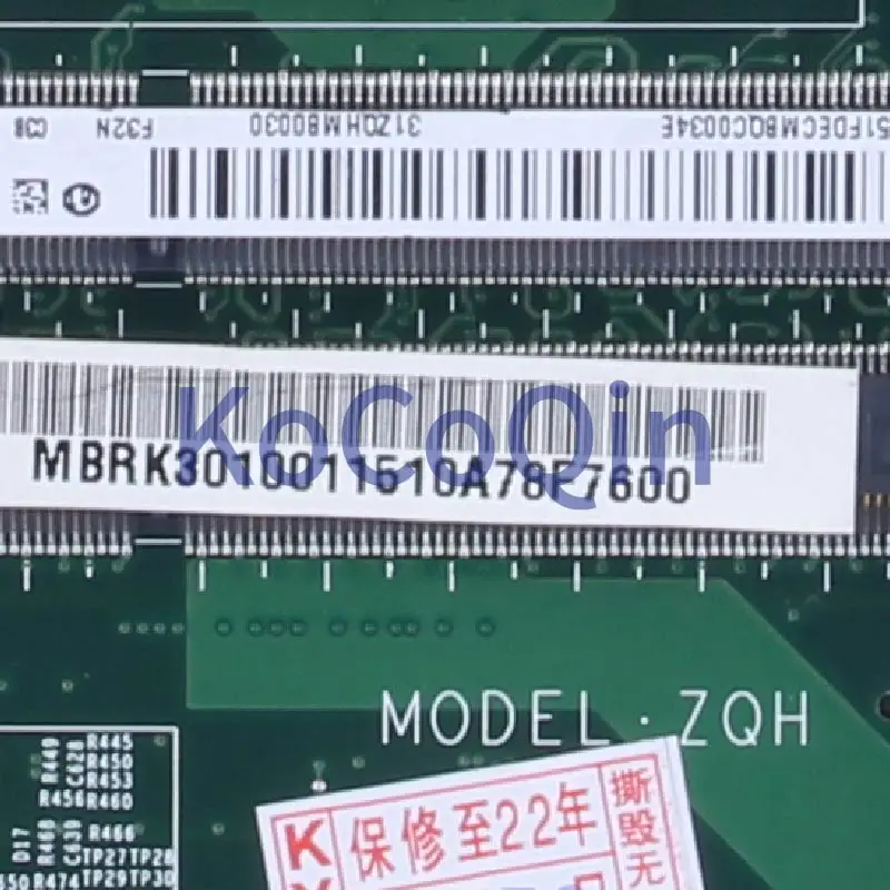 para Acer Aspire 4739 4339 Suporte 1th Gen Cpu Notebook Mainboard Da0zqhmb6c0 Mbrk301001 Hm55 Ddr3 Modelo: Zqh Placa-mãe do Portátil - Imagem 5