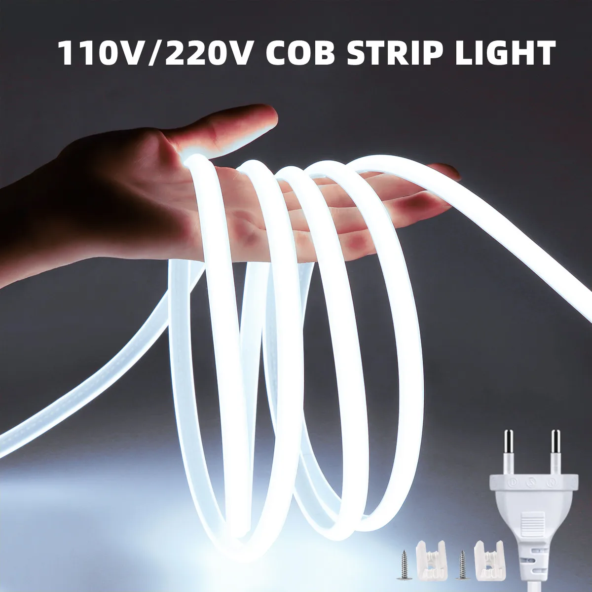 Led Cabinet Lights 1-35m 110V/220V COB Led Strip Kitchen Under Closet Cabinet Backligh Lighting Waterproof Outdoor Garden Lamp FOB Tape