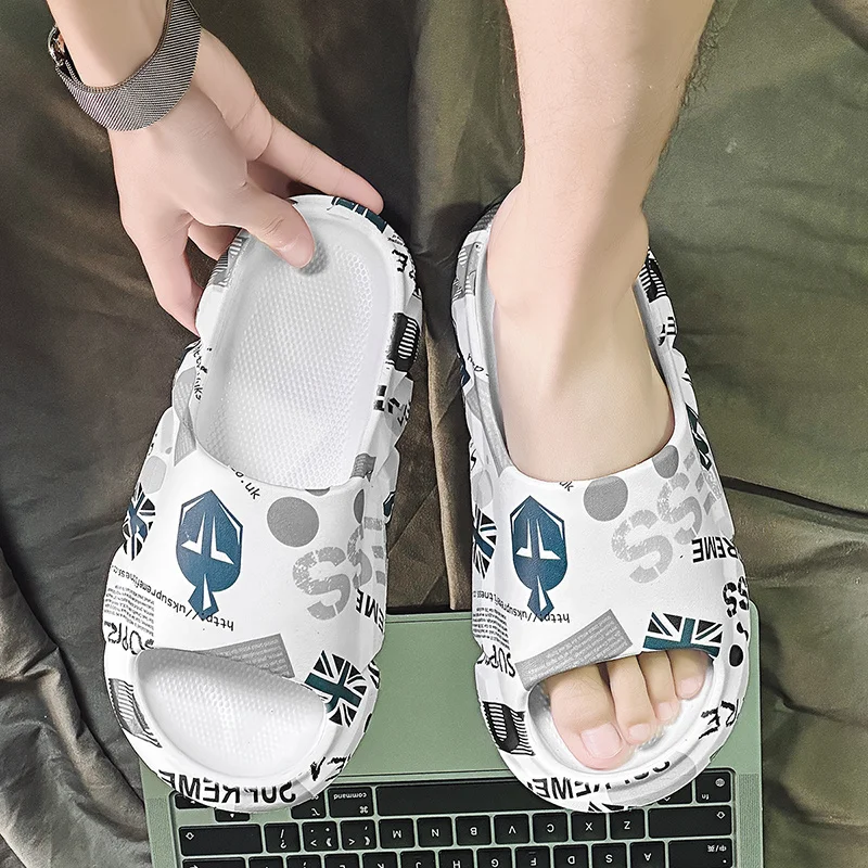Slip Slippers for Men Non-Slip Slipper for Indoor Outdoor Soft Foam Sliders With Thick Sole External Wear_voghion.com
