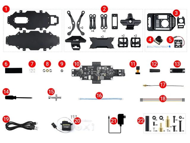 Waveshare Wavego ��ü ���� ������ ��� �κ�, ESP32 �� PI4B �� ���� �ҽ�, �� �ν�, ���� ����, 12-DOF