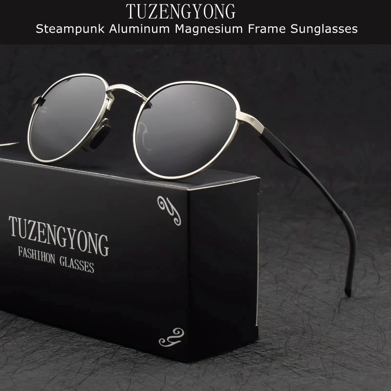 Polarisierte Sonnenbrille Gothic Steampunk Vintage Rund Uv400_voghion.com