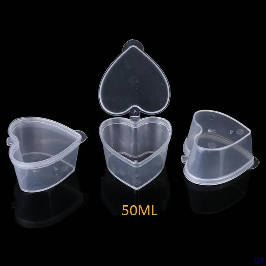 100 teile/los 25ml 50ml 2oz1 WEICH-PVC herz quadratische Einweg verkostung tasse Salat sauce Take-out verpackung gewürz freies v