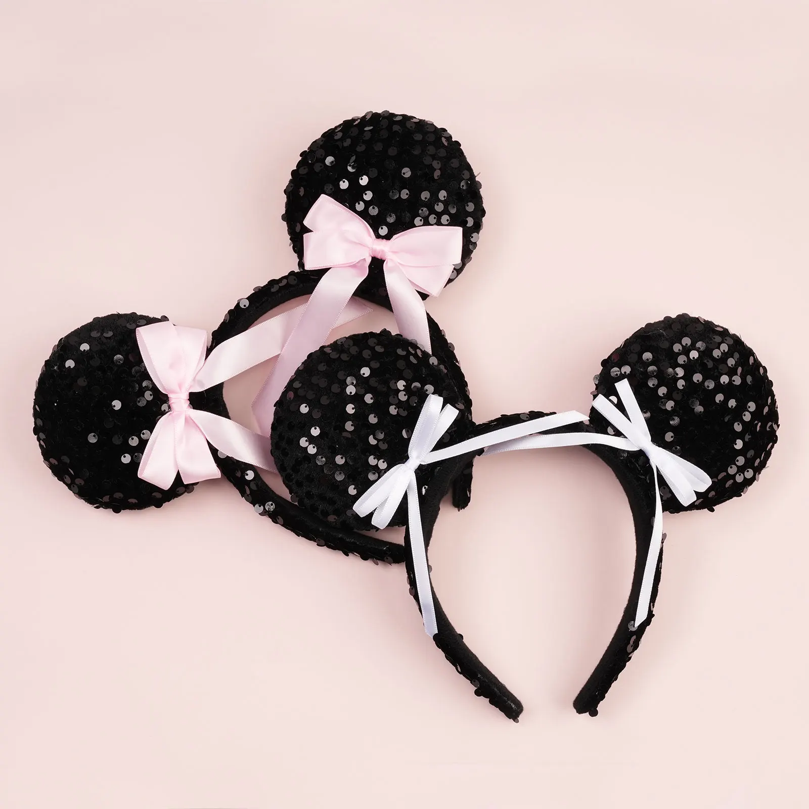Pailletten-Mausohren-Stirnband für Frauen, Feiertagsparty, Mädchen-Kopfschmuck, Schleifen, Ohren-Kostüm-Stirnband, Cosplay, Plüsch, Geschenke für Erwachsene/Kinder – Detail 7