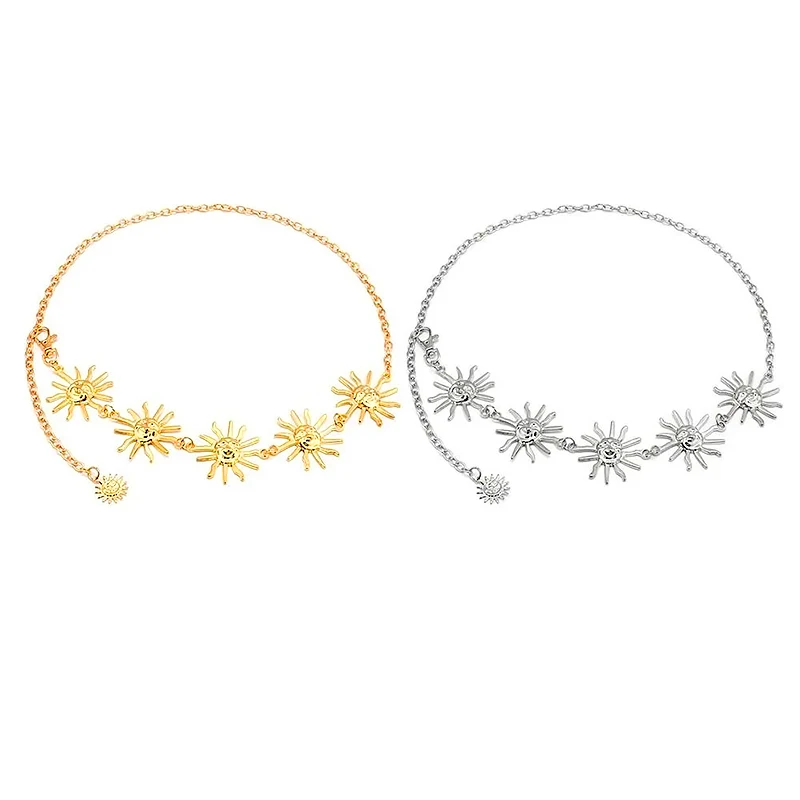 여성용 해바라기 허리 체인, 골드 실버 컬러 금속 벨트, 펑크 스타일 원피스 허리띠, 의류 액세서리, 새로운 패션