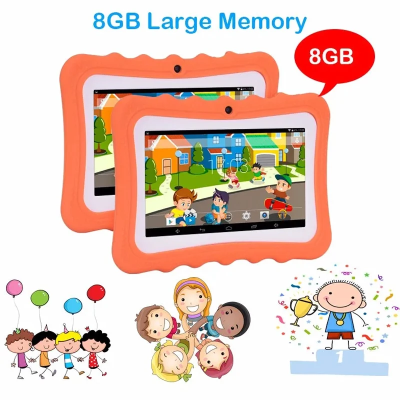 Q7 Kid's Tablet, 7'' HD Android 6.0, 1+8GB with Bluetooth, WiFi,Parental Control, Dual Cameras, Silicone Case, Education, Gaming