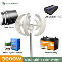Turbine éolienne avec contrôleur MPPT gratuit, 3000W, 12V, 24V, 48V, système hors réseau, long panneau solaire, énergie gratuite, 220V pour la maison 1